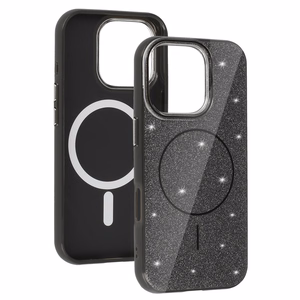 Magnetinis Itin Plonas Blizgus dėklas Iphone 14 Pro juoda