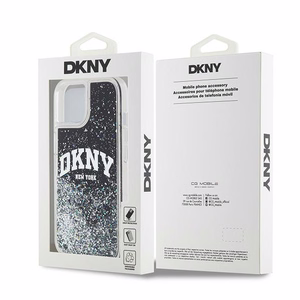 DKNY dėklas telefonui iPhone 15 6,1" HC DKHCP15SLBNAEK juodas HC skysti blizgučiai su arkinis logotipas