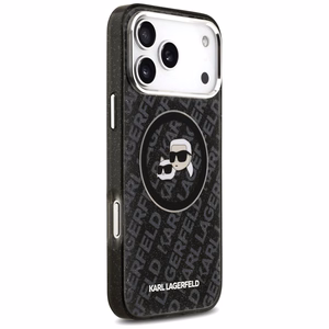 Dėklas telefonui Karl Lagerfeld IML Glitter Karl&Choupette Heads Logo MagSafe iPhone 17 Pro Max - juodas