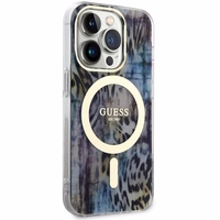 Guess GUHMP14LHLEOPWB iPhone 14 Pro 6.1" mėlynas/mėlynas kietas dėklas Leopardas MagSafe