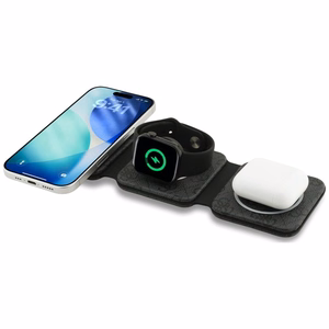 Belaidis įkroviklis 3in1 suderinamas su MagSafe 15W GUESS GUE005639 juodas