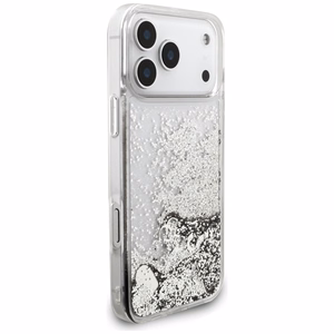 Guess Skysti dėklas. Blizgučiai Pakabukai iPhone 17 Pro Max - sidabrinė