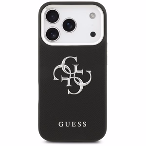 Guess Grained Big 4G Classic Logo dėklas telefonui iPhone 17 Pro - juodas