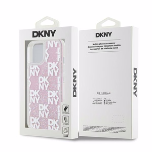 DKNY skystojo blizgučio daugiologo dėklas telefonui iPhone 15 / 14 / 13 - rožinis