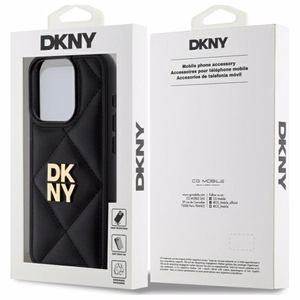 DKNY Quilted Stack Logo dėklas telefonui iPhone 15 Pro - juodas