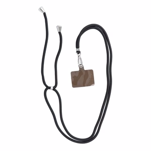 SWING (6mm) telefono dirželis, telefono pakabukas su reguliuojamu ilgiu / virvelės ilgis 165 cm (maks. 82,5 cm kilpoje) / ant peties arba kaklo – juodas