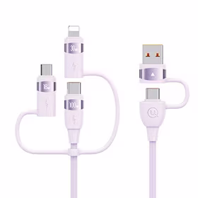 USAMS Laidas U85 2xUSB-C/USB/Micro-USB/ Lightning 6w1 1,2m 100W PD Fast Charge violetinis SJ645USB02 (US-SJ645)
