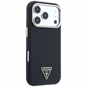 Guess Kevlar Triangle Logo MagSafe dėklas, skirtas iPhone 17 Pro / 18 Pro – spalva: juoda