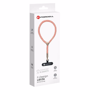 FORCELL F-DESIGN L8X36 riešo telefono virvelė su reguliuojamu ilgiu (maks. 18cm kilpoje) rožinė balta