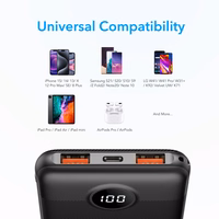 VEGER išorinė baterija 10000 mAh PD QC3.0 2A 20W L10S (W1105PD) juoda