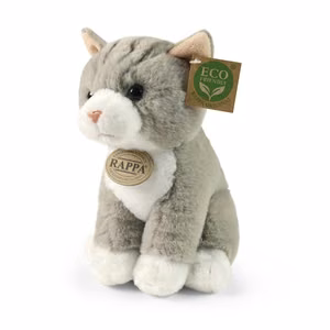Rappa Soft Collection ekologiškas tikroviškas pliušinis žaislas – sėdinti pilka katė, 23 cm