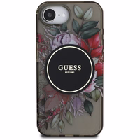 Guess IML Flowers Magnetinis dėklas telefonui iPhone 16e - juodas