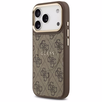 Guess 4G PU Classic Logo Magnetinis dėklas telefonui iPhone 17 Pro - rudas