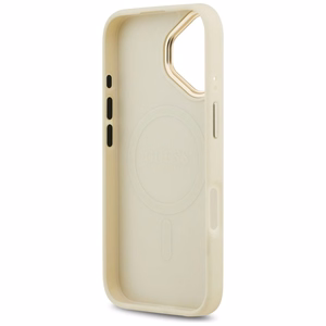 GUESS dėklas telefonui IPHONE 17, suderinamas su MagSafe GUHMP17SPSAMSECE (PU su bijūno karštu antspaudu) smėlinis