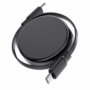 Acefast C13-03 USB-C - USB-C 60W ištraukiamas kabelis - juodas