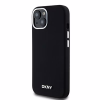 DKNY DKHMP15SSMCHLK iPhone 15 / 14 / 136.1" juodas dėklas Liquid Silicone Small Metal Logo MagSafe