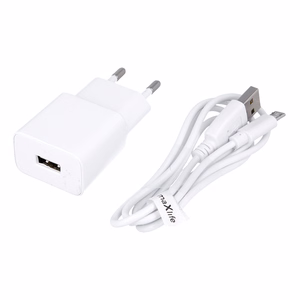 "Maxlife MXTC-01" įkroviklis 1x USB 2,1A baltos spalvos + microUSB laidas