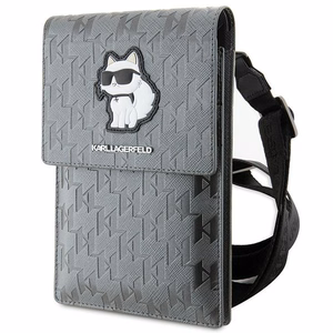 Karl Lagerfeld dėklas KLWBSAKHPCG rankinė - sidabrinė Saffiano monograma Choupette