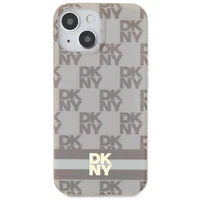 DKNY IML languotas mono raštas ir spausdintos juostelės Magnetinis dėklas iPhone 15 Plus / 14 Plus - smėlinė