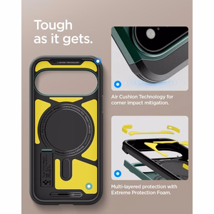 Spigen Tough Armor Mag MagSafe dėklas, skirtas Google Pixel 11 Pro, tamsiai žalias