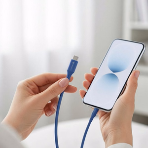 Kabelis USB C į USB C Forcell F-Energy QC4.0 PD 5A 100W silikoninis 1 m C347 tamsiai mėlynas