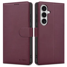 Tech-Protect Wallet Case for Samsung Galaxy S26 - Burgundy