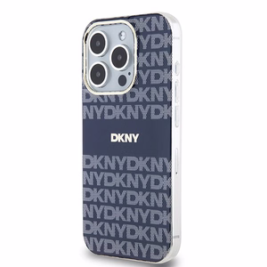 DKNY IML mono ir dryžuotas magnetinis dėklas telefonui iPhone 15 Pro – mėlynas