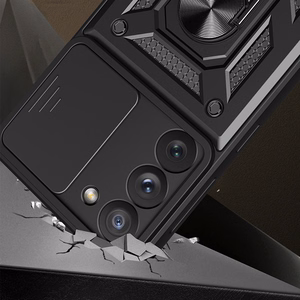 Hybrid Armor Camshield dėklas Samsung Galaxy S23+ šarvuotas dėklas su kameros dangteliu mėlynas