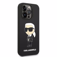Karl Lagerfeld KLHMP14XSNIKB iPhone 14 Pro Max 6.7" kietas dėklas juodas/juodas Silikoninis Ikonik Magnetinis