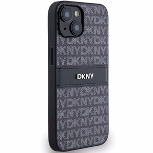 DKNY Odinis mono juosta ir metalinis logotipas dėklas telefonui iPhone 15/14/13 - juodas
