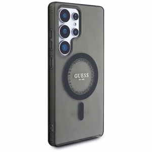 Guess Krištolai Spausdintas Klasikinis Logotipas Magnetinis Samsung Galaxy S25 Ultra dėklas juoda