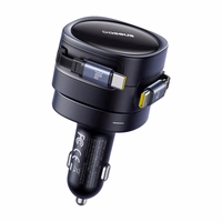 Baseus Enjoyment Max automobilinis įkroviklis su USB-C+USB-C kabeliais 60W juodas