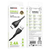 Borofone Kabelis BX121 Energija - USB į Micro USB - 2,4A 1 metras - juodas