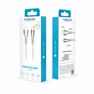 "Forever Sleek" kabelis USB - USB-C 1,0 m 3A, baltas