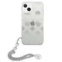 Guess GUHCP13SKPESI iPhone 13 mini 5.4" sidabrinis kietasis dėklas Peony Chain kolekcija