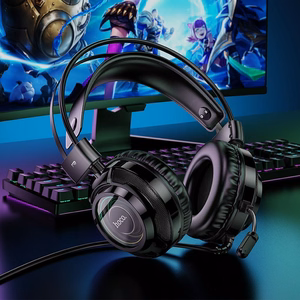 Проводные игровые наушники USB A + Jack 3,5 mm Hoco 2 m W110 черные