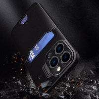 Odinis dėklas su stovu iPhone 14, kortelių piniginės tipo, juodas