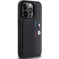 BMW perforuotas trispalvės linijos dėklas telefonui iPhone 15 Pro Max - juodas
