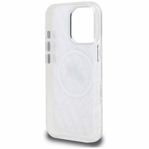 Karl Lagerfeld IML Glitter Karl & Choupette Heads Logo MagSafe dėklas iPhone 16 Pro - pilkas