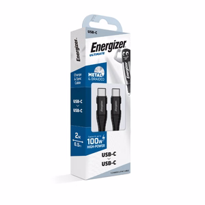 Energizer Ultimate C541CKBK USB-C–USB-C įkrovimo ir duomenų laidas, 2 m, 100 W, juodas
