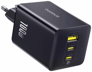 Baseus EnerFill FE11 100W sieninis įkroviklis 2 x USB-C + USB-A - juodas