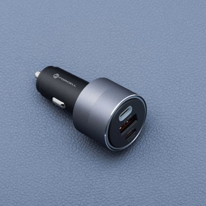 FORCELL F-ENERGY Alu automobilinis įkroviklis 2 x Type C + USB A PD QC4.0 SFC2.0 3A 85W pilkas