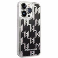 Karl Lagerfeld KLHCP14LLMNMK iPhone 14 Pro 6.1 kietasis dėklas juodas skystas blizgutis Monogram