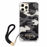Guess GUHCP12MKSARBK iPhone 12/12 Pro 6.1" juodas/juodas kietas dėklas Camo kolekcija