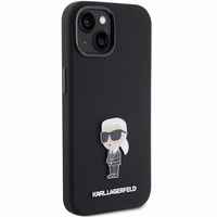 Karl Lagerfeld silikoninis Ikonik Metal Pin dėklas telefonui iPhone 15 - juodas
