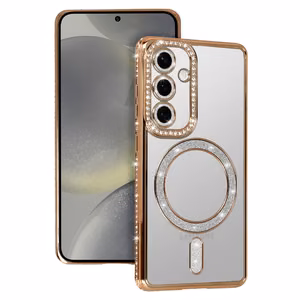 Bling Magnetinis dėklas telefonui Samsung Galaxy S25 Ultra auksinis