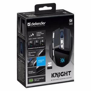 DEFENDER GM-885 Knight belaidė žaidimų pelė, 3200 dpi, 8 mygtukai, juoda