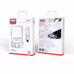 XO sieninis įkroviklis CE02C 2x USB 2,1A, baltas + microUSB laidas