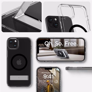 Spigen Ultra Hybrid S Magnetinis dėklas telefonui su stovu iPhone 15 Plus - Juodas