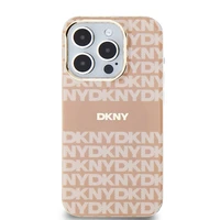 DKNY IML Mono ir juostelės Magnetinis dėklas iPhone 15 Pro - rožinė